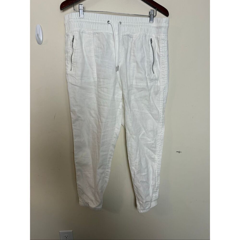 Athleta Cabo Tide Linen Jogger White Size 14 Coastal Linen Relaxed Fit Summer Pa